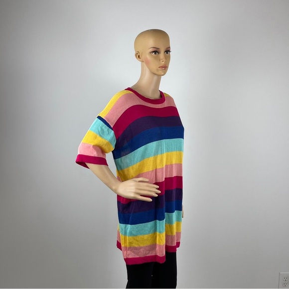 Multicolor Striped Colorblock Round Neck Tunic - Picture 5 of 8
